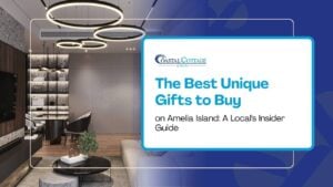 Modern living and dining room featuring curated decor and art, Coastal Cottage of Amelia